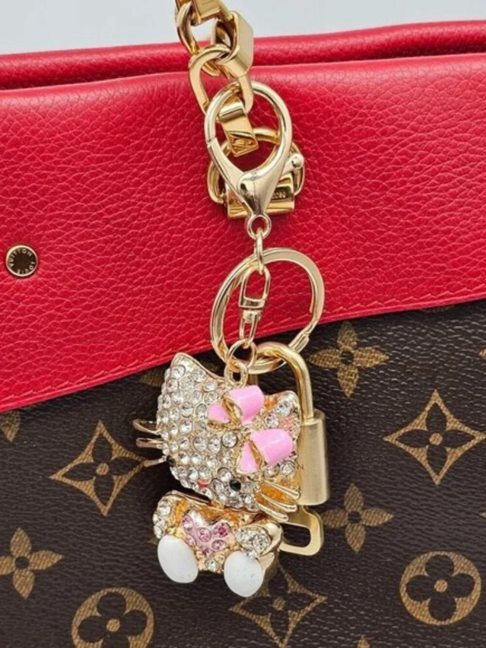 Authentic Louis Vuitton Gold Lock 🔒 Keychain Bag Unbranded Hello Kitty Charm LV